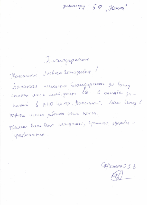 Благодарность: Семья Охременко